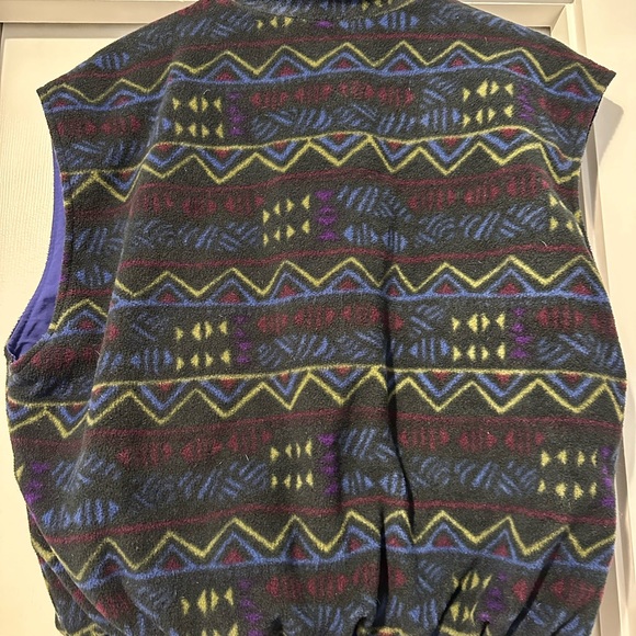 Vintage Columbia Reversible Fleece Lined Vest Tribal Aztec Geometric Pattern - Picture 3 of 6